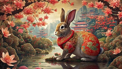 Canvas Print - easter bunny with eggs