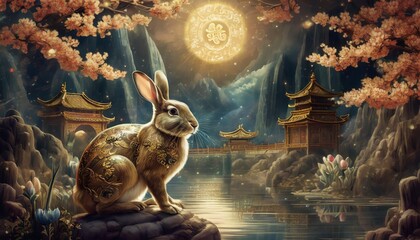 Wall Mural - scene with a rabbit