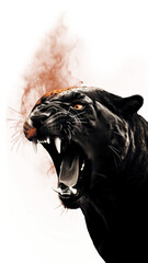 Poster - PNG Roaring panther mammal animal tiger.