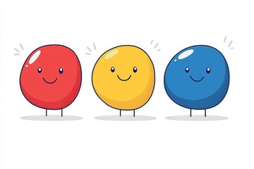 Sticker - Three cheerful cartoon pill characters with bright primary colors embodying the simplicity and happiness associated with health and wellness