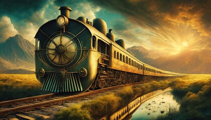 Wall Mural - train in the mountains