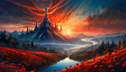 Wall Mural - sunrise in the mountains