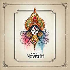 Watercolor card illustration for navratri.