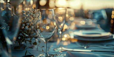 Close-Up of a Wine Glass on a Table Setting