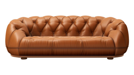 Sticker - PNG Furniture leather brown sofa.