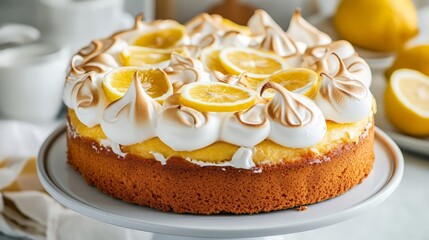 Wall Mural - Lemon Meringue Pie - Delectable Dessert with Lemon Slices