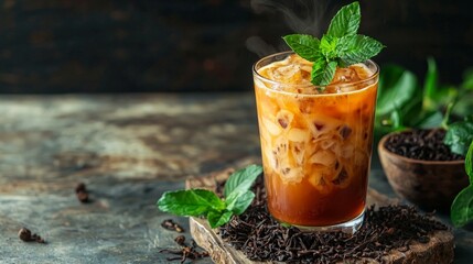 Arrangement with delicious traditional thai tea