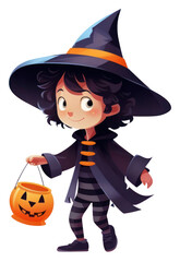 Sticker - PNG Witch costume boy anthropomorphic jack-o'-lantern.