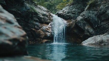 Sticker - Waterfall cascading into a serene pool