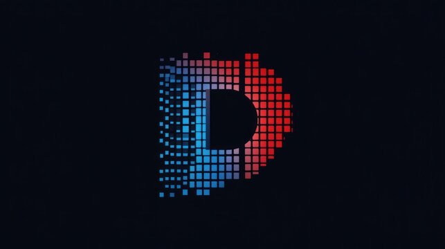 Multi colour modern style polka dot english capital alphabets,letter D,generative AI