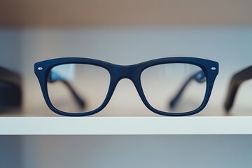 Mock up of 3d glasses on a shelf in Minamalis store