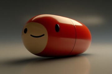 Sticker - Cute and Minimalist Capsule Character on a Dark Background Representing Simplicity and Calmness in Healthcare