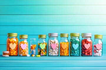 Sticker - Colorful and Cheerful Pill Faces in a Fun Pattern Representing Joy and Positivity in Healthcare