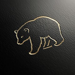 Wall Mural - A minimalist gold outline of a bear on a textured black background.