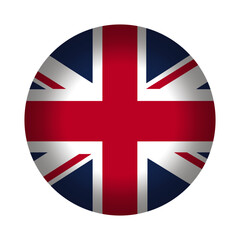 Wall Mural - Round flag of the United Kingdom vector illustration. British flag button isolated on a transparent or white background.