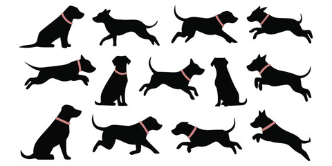 vector set of dogs silhouettes