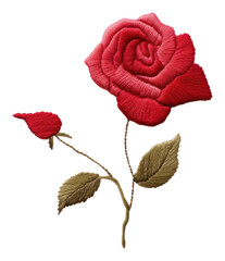 Poster - PNG Embroidery rose pattern flower.