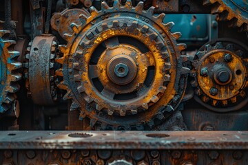 A close up of a bunch of gears on a machine