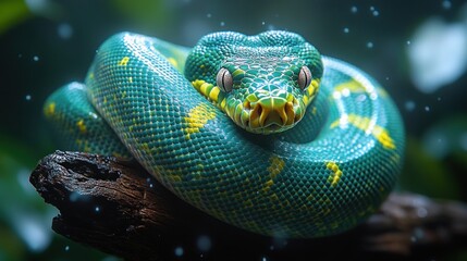 Wall Mural - Green Tree Python Closeup