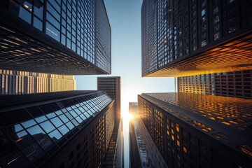 Canvas Print - Modern Skyscrapers in a Cityscape, a Stunning Perspective