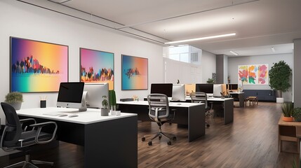 Poster - A contemporary office space with a balance of style and functionality
