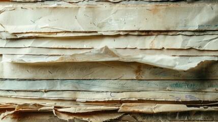 Old paper stack with book pages and lines retro backdrop for writing