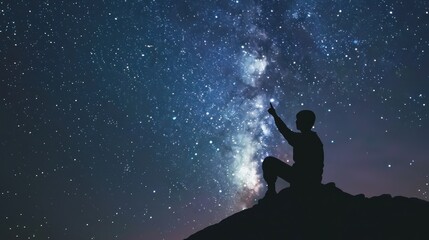 Man Silhouetted Against Milky Way