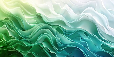 Fototapete - Large green and blue-white gradients, minimalism, and fluid momentum, green and bule pattern on whitein the of light green, gradients, rounded, neon andfluorescent