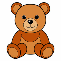 Wall Mural - 2D Teddy Bear in a Seated Pose on a White Background