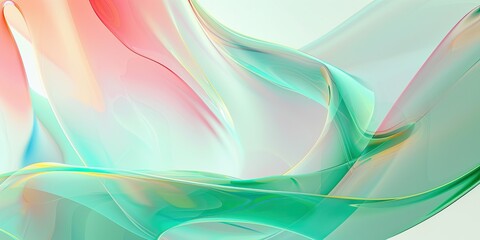 Fototapete - Large green and blue-white gradients, minimalism, and fluid momentum, green and bule pattern on whitein the of light green, gradients, rounded, neon andfluorescent