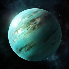 Wall Mural - a turquoise planet in the vastness of space
