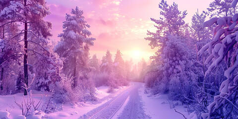 Poster - Winter forest landscape
