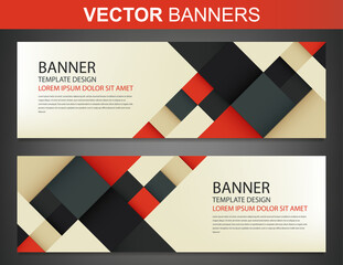 Wall Mural - Two banners with colorful squares. Business design template. Website template. Horizontal banners set. Vector illustration