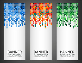 Wall Mural - Abstract square pixel mosaic banners set. Vertical banner. Vector illustration