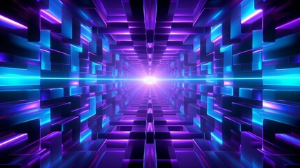 Wall Mural - neon lights abstract 3d tunnel - futuristic design