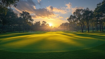 Canvas Print - Sunrise over Golf Course