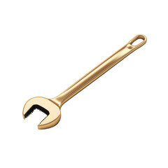 A shiny golden wrench designed for precision and durability, perfect for mechanic work and maintenance tasks. transparent background