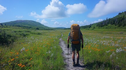 Canvas Print - Hiking Through a Wildflower Meadow