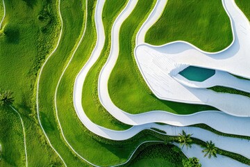 Canvas Print - Aerial View of Modern Architecture Integrated with Nature