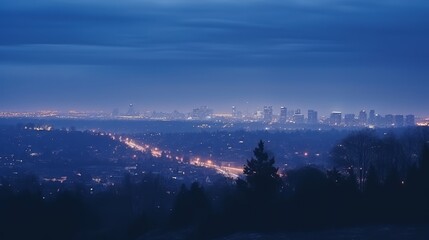 Wall Mural - City Lights at Dusk - A Serene Skyline View