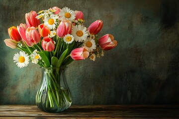 Sticker - tulips in a vase