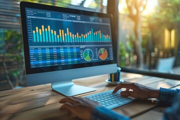 Financial KPI Profit Data Dashboard Displayed on Computer