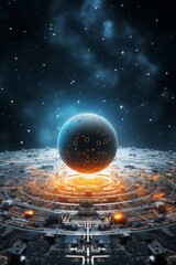 Wall Mural - celestial sphere: a futuristic vision of space exploration