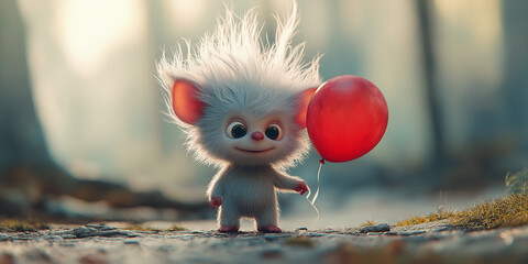 Poster - Cute Troll Holding a Balloon