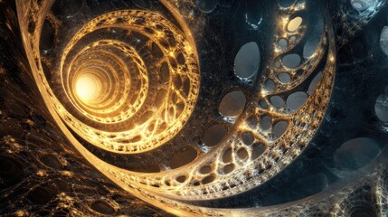 Poster - 3d illustration of fractal patterns curves and symbols exploring concepts in mathematics technology 