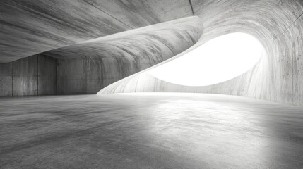 Aufkleber - 3d rendering of abstract fluid modern architecture featuring a textured concrete floor