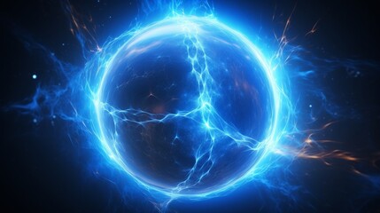 Wall Mural - Glowing Blue Energy Sphere - Abstract Science Fiction Art