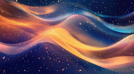 Canvas Print - Abstract elegant background featuring multicolored waves and glitter creating a visually stunning illustration