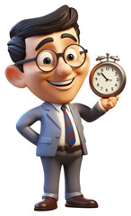 Canvas Print - PNG Cartoon clock watch time.