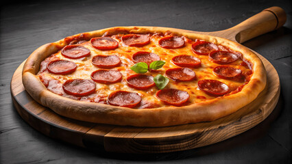 classic and different flavors of delicious italian perfectly baked pizza isolated on dark background